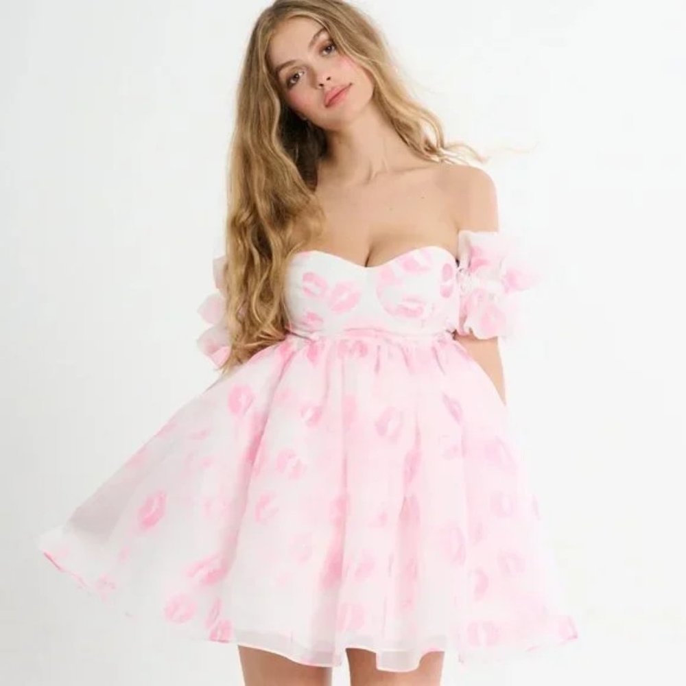 Selkie Pink and White Mini Dress